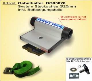 BG05020, Gabelhalter Steckachse Ø20 mm, Spannbreite 110 mm