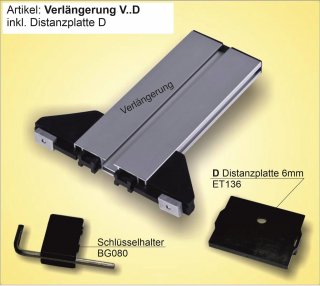 V20D, Verlängerung 20cm mit Distanzplatte inkl. Befestigung für die RF-Schienen