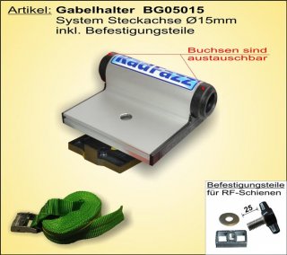 BG05015, Gabelhalter Steckachse Ø15 mm, Spannbreite 100 mm