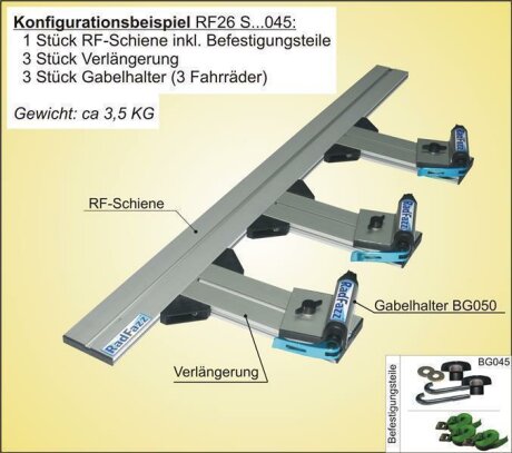 Innenraum-Fahrradtr&auml;ger Schiene (l=130cm) f&uuml;r die Sitzverriegelungen P1