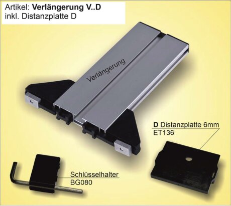 Verl&auml;ngerung 26cm mit Befestigungswinkel und Distanzplatte