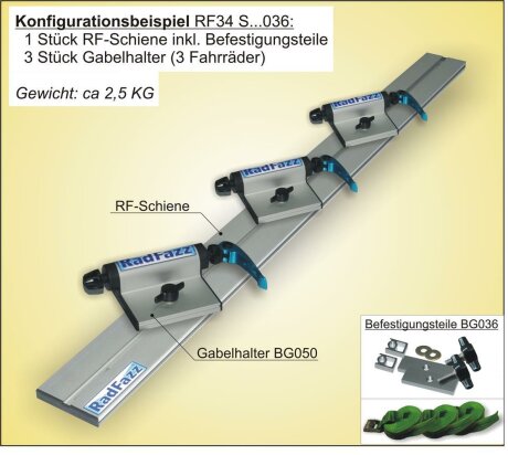 RF-Schiene L&auml;nge l=104cm inkl. Befestigungsteile f&uuml;r die Zurr&ouml;sen P8