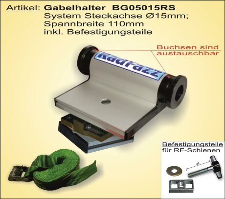 Gabelhalter RockShox RS-1, Steckachse &Oslash; 15mm, 110mm Spannbreite inkl. Befestigungsteile