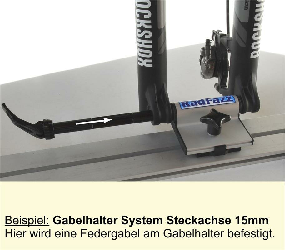 Gabelhalter Steckachse Ø 15mm, 110mm Spannbreite, inkl