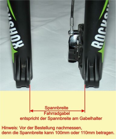 Gabelhalter Steckachse &Oslash; 15mm, 110mm Spannbreite, inkl. Befestigungsteile