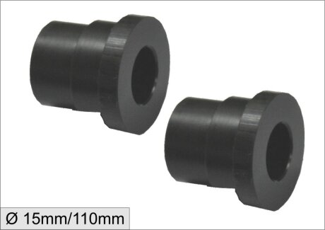 Achsaufnahme-Buchse 1 Paar f&uuml;r &Oslash;15mm Steckachse, 110mm Spannbreite, &Oslash;32mm Spannfl&auml;chen