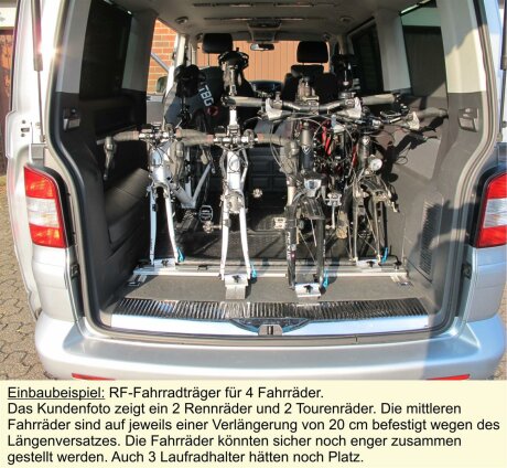 Innenraum-Fahrradtr&auml;ger Schiene (l=120cm) mit Distanzplatte an die Sitzschienen P6