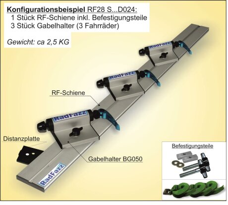 Innenraum-Fahrradtr&auml;ger Schiene (l=120cm) mit Distanzplatte an die Sitzschienen P6