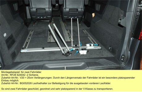 Fahrradtr&auml;ger Schiene inkl. Befestigungsteile f&uuml;r die Sitz-/Zurrschienen P6 im Mercedes