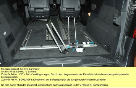 Innenraum-Fahrradtr&auml;ger Schiene (l=110cm) f&uuml;r die Sitz-/Zurrschienen P6