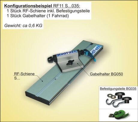 Innenraum-Fahrradtr&auml;ger Schiene (l=30cm) f&uuml;r die Befestigungspunkte P2, P3