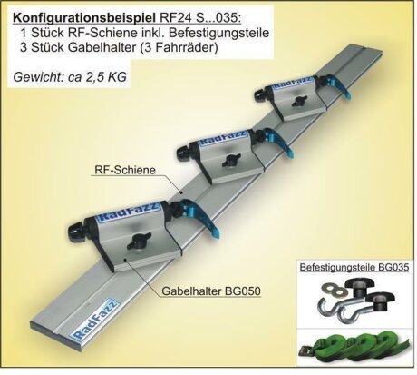 Innenraum-Fahrradtr&auml;ger Schiene (l=100cm) f&uuml;r die Befestigungspunkte P2; P3; P4; P8