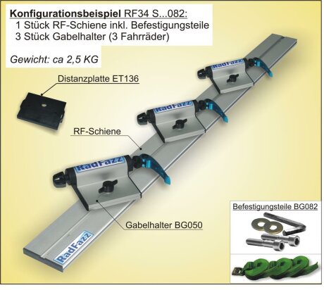 RF-Schiene inkl. Befestigungsteile (l=103cm) mit Distanzplatte f&uuml;r die Sitzschienengewinde im Fahrzeugboden P9