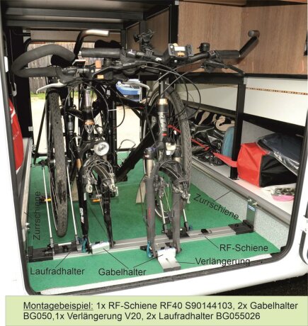 Fahrradtr&auml;ger RF-Schiene, L&auml;nge=100cm, an die Dethleffs Zurrschienen in Bodenh&ouml;he 16cm - 18cm