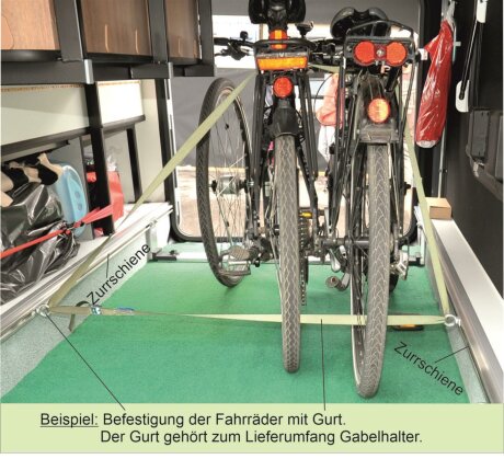 Fahrradtr&auml;ger RF-Schiene, L&auml;nge=100cm, an die Dethleffs Zurrschienen in Bodenh&ouml;he 16cm - 18cm