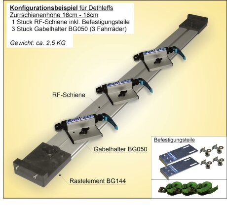 Fahrradtr&auml;ger RF-Schiene, L&auml;nge=90cm, an die Dethleffs Zurrschienen in Bodenh&ouml;he 16cm - 18cm