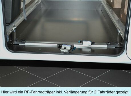 UNIVERSAL-Fahrradtr&auml;ger zum Einbau an die Hymer-Zurrschienen P15, Bodenh&ouml;he 14,5cm - 16,5cm