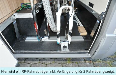 UNIVERSAL-Fahrradtr&auml;ger zum Einbau an die Hymer-Zurrschienen P15, Bodenh&ouml;he 29,5cm - 31,5cm
