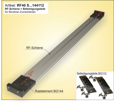 Fahrradtr&auml;ger RF-Schiene, L&auml;nge=130cm, an die Boden-Eck-Zurrschienen im B&uuml;rstner WoMo