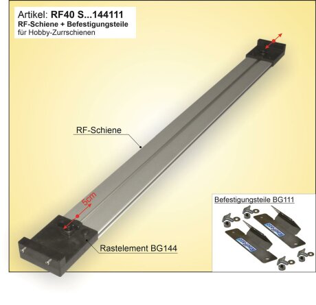 RF-Schiene inkl. Befestigungsteile zum Einbau an die Hobby-Zurrschienen