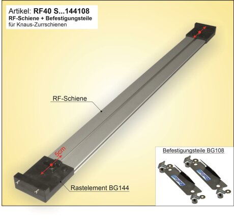 Fahrradtr&auml;ger RF-Schiene, L&auml;nge=60cm, an die 45&deg; Zurrschienen im Hymer, Knaus, Weinsberg