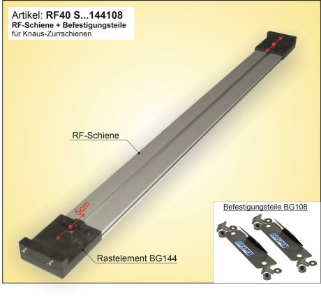RF-Schiene inkl. Befestigungsteile zum Einbau an die Knaus-Zurrschienen