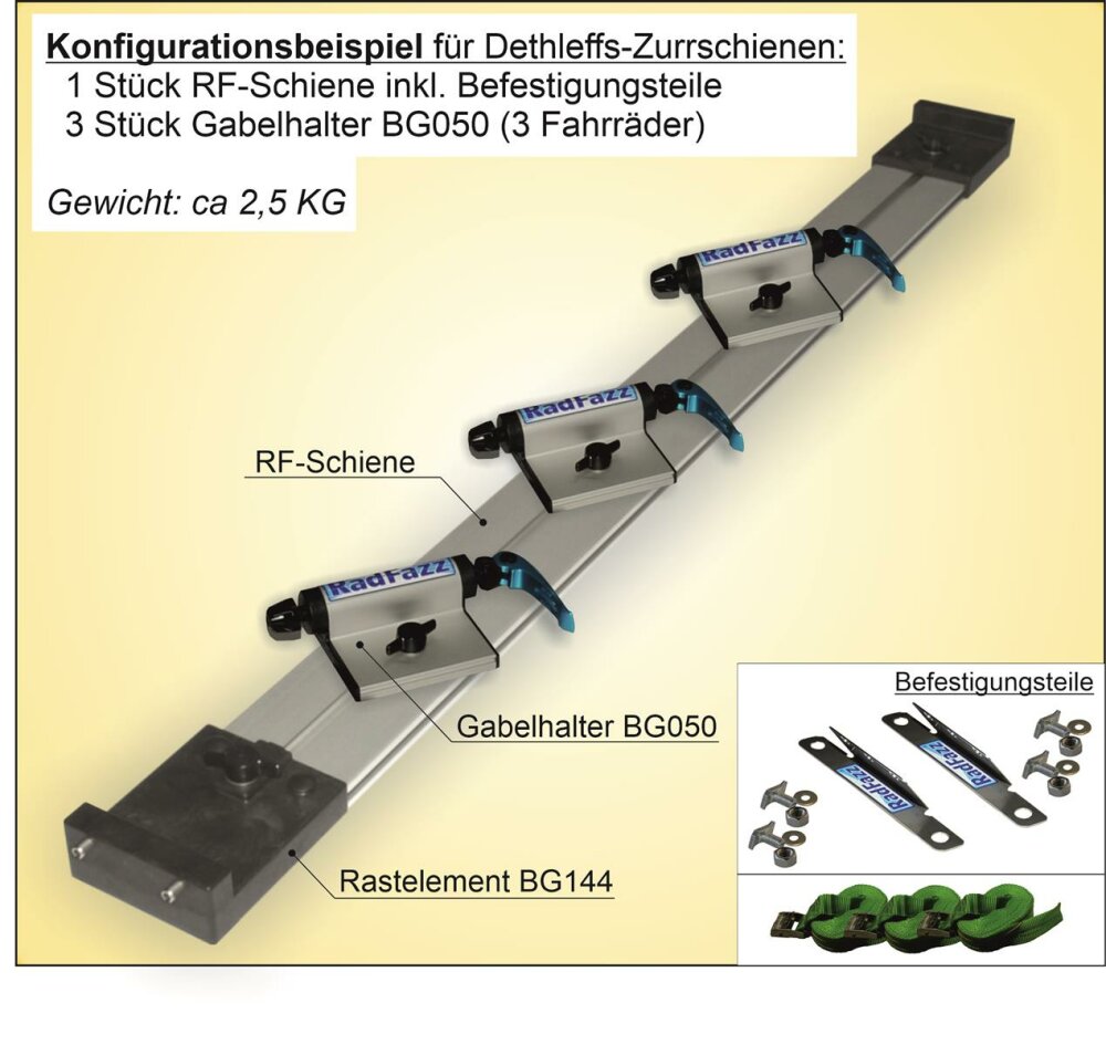 RF-Schiene inkl. Befestigungsteile zum Einbau an die Dethleffs-45°  Zurrschienen, 131,90 €