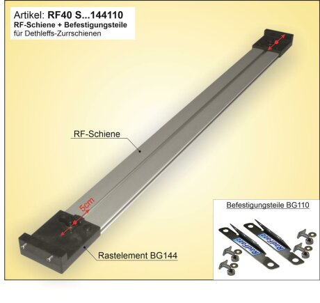 RF-Schiene inkl. Befestigungsteile zum Einbau an die Dethleffs-45&deg; Zurrschienen