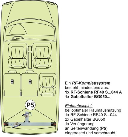 Innenraum-Fahrradtr&auml;ger Schiene (l=100cm) f&uuml;r die Seitenwandung P5