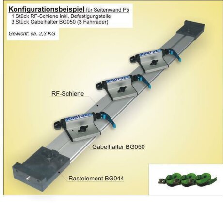 Innenraum-Fahrradtr&auml;ger Schiene (l=100cm) f&uuml;r die Seitenwandung P5