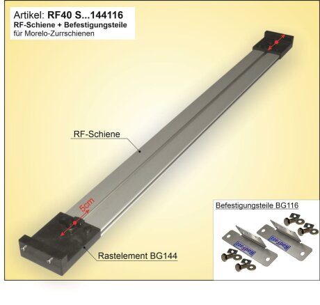 RF-Schiene (L=120cm) inkl. Befestigungsteile zum Einbau an die Morelo-Zurrschienen