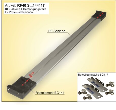 RF-Schiene (L=70cm) inkl. Befestigungsteile zum Einbau an die Fiamma-Zurrschienen