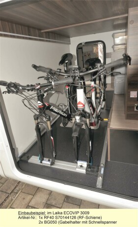 Fahrradtr&auml;ger RF-Schiene, L&auml;nge=120cm, an die Fiamma-Zurrschienen im GottiLine, Laika, Mooveo, Pilote