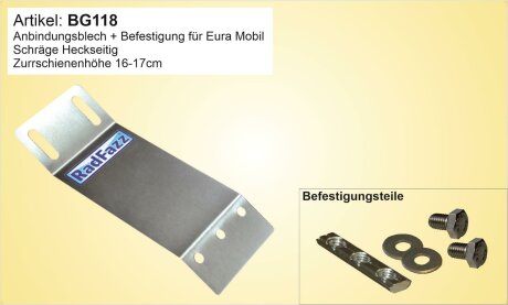 Adapter inkl. Befestigung f&uuml;r Eura Mobil-Zurrschienen, Bodenh&ouml;he 15,5cm - 16,5cm