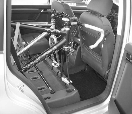 Innenraum-Fahrradträger für den VW Touran, Einzelbefestigung System Lefty, Befestigungspunkte P4