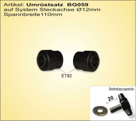 Umr&uuml;stsatz von Schnellspanner auf System Steckachse 12mm, 110mm Spannma&szlig;