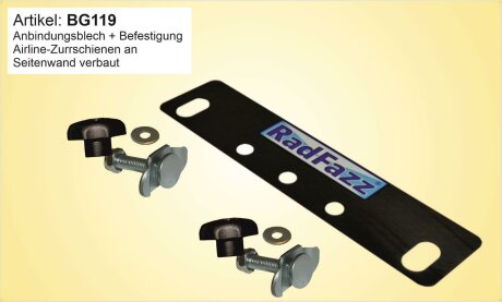 Adapter inkl. Befestigung f&uuml;r Airline-Zurrschienen Bodenh&ouml;he 2,5cm - 3,5cm