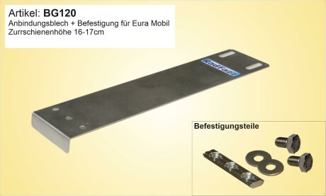 Adapter inkl. Befestigung f&uuml;r Eura Mobil-Zurrschienen, Bodenh&ouml;he 15,5cm - 16,5cm