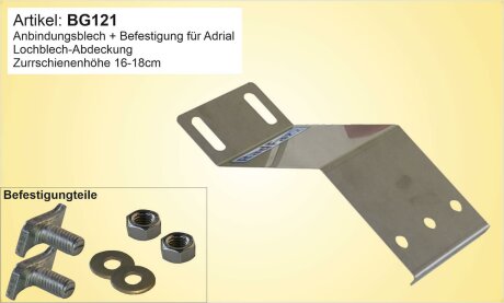 Adapter inkl. Befestigung f&uuml;r Adrial-Zurrschienen, Bodenh&ouml;he 16cm - 18cm