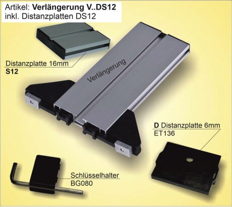 Verl&auml;ngerung 20cm mit Befestigungswinkel+Distanzplatte+Distanzplatte S12