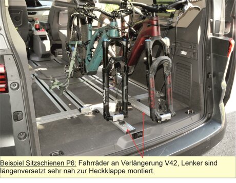 Fahrradtr&auml;ger Schiene inkl. Befestigungsteile f&uuml;r die Sitz-/Zurrschienen im Ford Custom