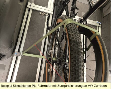 Fahrradtr&auml;ger Schiene inkl. Befestigungsteile f&uuml;r die Sitz-/Zurrschienen im VW T7