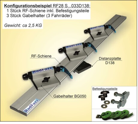 Fahrradtr&auml;ger Schiene, L&auml;nge 130cm, inkl. Befestigungsteile f&uuml;r die Airlineschienen