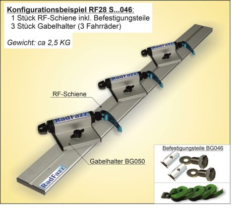 Fahrradtr&auml;ger Schiene, L&auml;nge 100cm, inkl. Befestigungsteile f&uuml;r die Airlineschienen