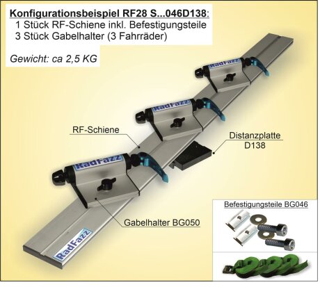 Fahrradtr&auml;ger Schiene, L&auml;nge 130cm, inkl. Befestigungsteile f&uuml;r die Airlineschienen